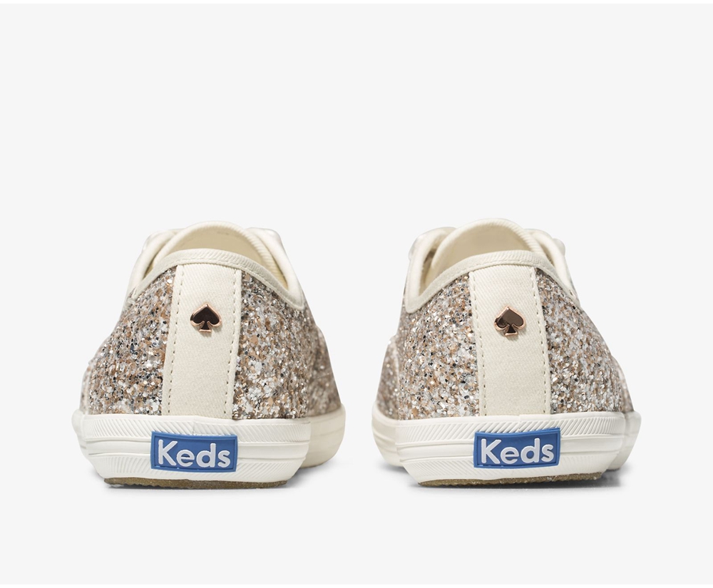 Πανινα Παπουτσια Γυναικεια - Keds Kate Spade New York Champion Glitter - Ροζ Χρυσο Χρωμα - IUELB5890